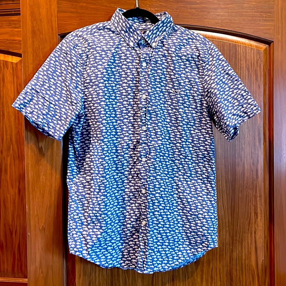 Vineyard Vines Shep & Ian Slim Fit Whale Go Fish Casual Button Down Slim Shirt M